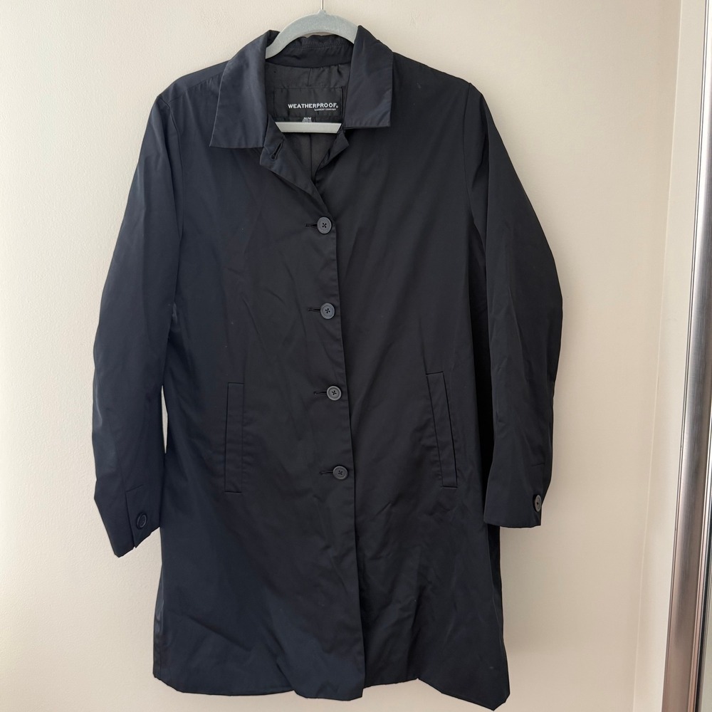 Weatherproof Garment Company‎ Mens Black Button Front Car Coat Jacket Medium M